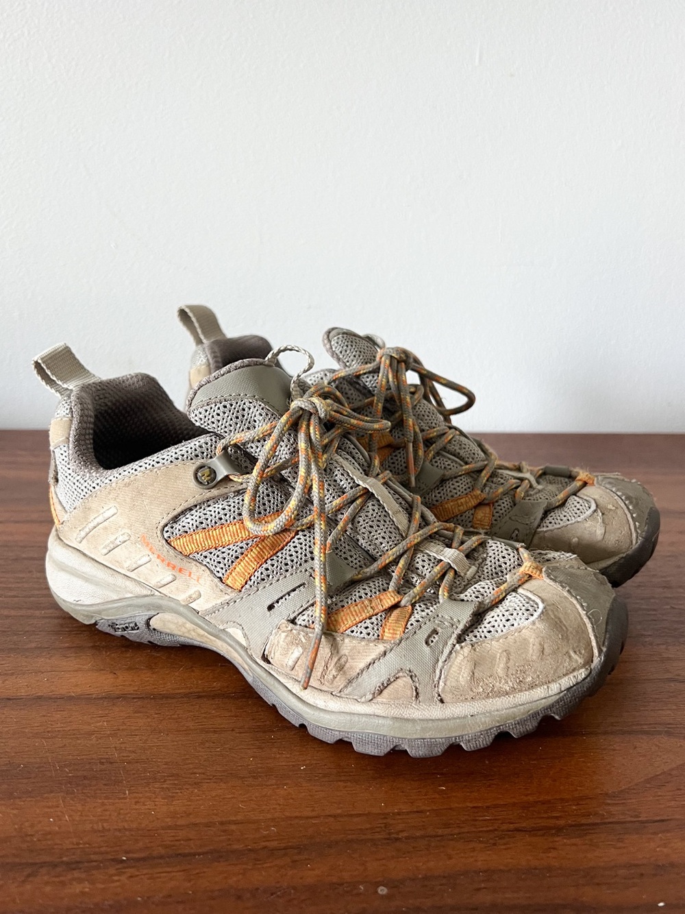 Merrell‎ Vibram Hiking Trail Shoes Brindle Aluminum Orange Women's Size 7.5